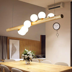 Nordic Glass Ball Wood Bar LED Pendant Lamps - Galastellar