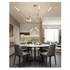 Postmodern LED Golden Iron Linear Chandelier - Galastellar