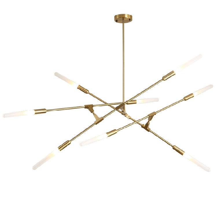 Postmodern LED Golden Iron Linear Chandelier - Galastellar