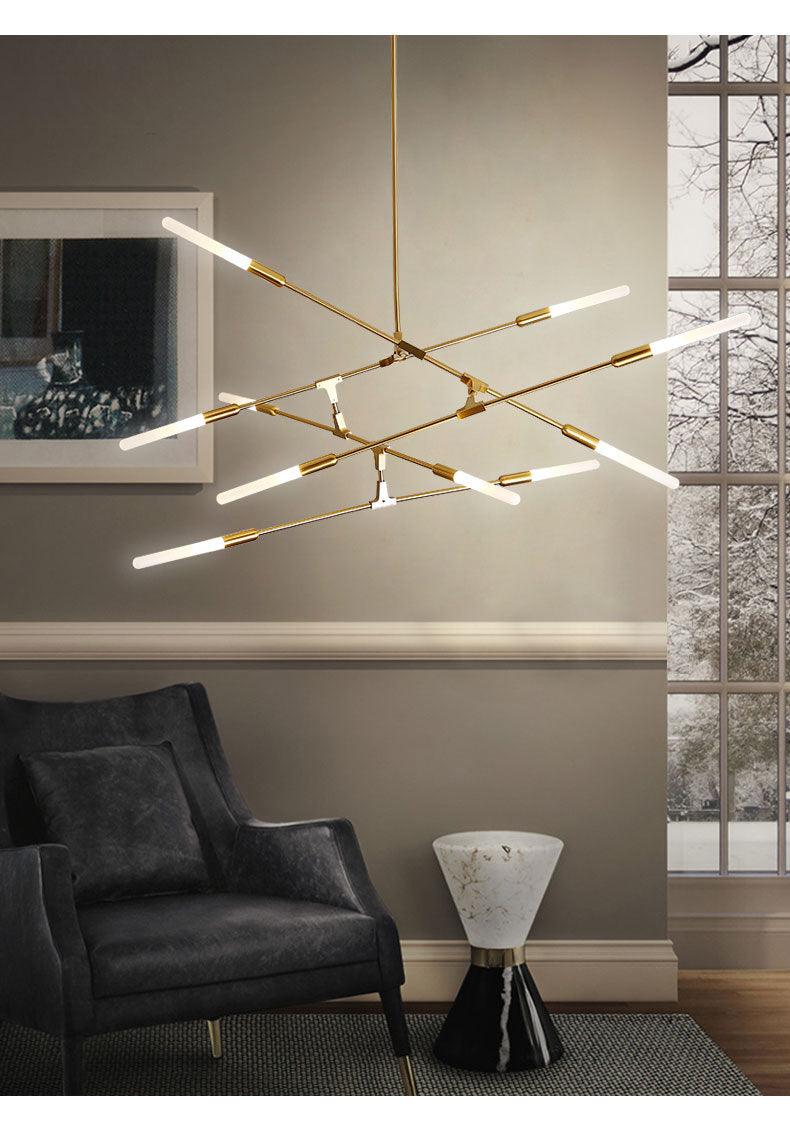 Postmodern LED Golden Iron Linear Chandelier - Galastellar